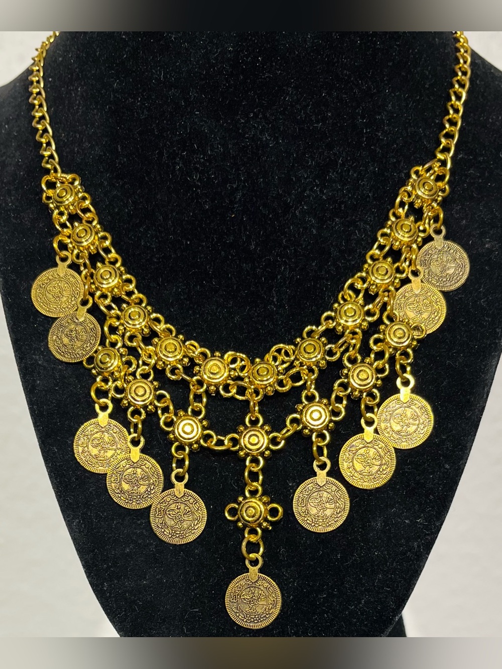 Gold-Tone Coin Statement Necklace